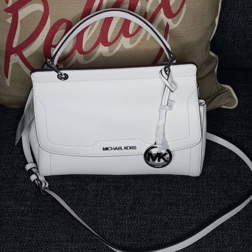 Michael kors optic white leather satchel Talia